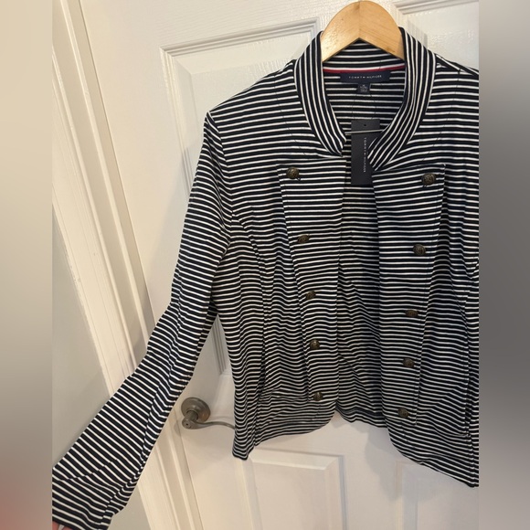 Tommy Hilfiger Navy, White & Red Striped Polo Blazer - Picture 2 of 6